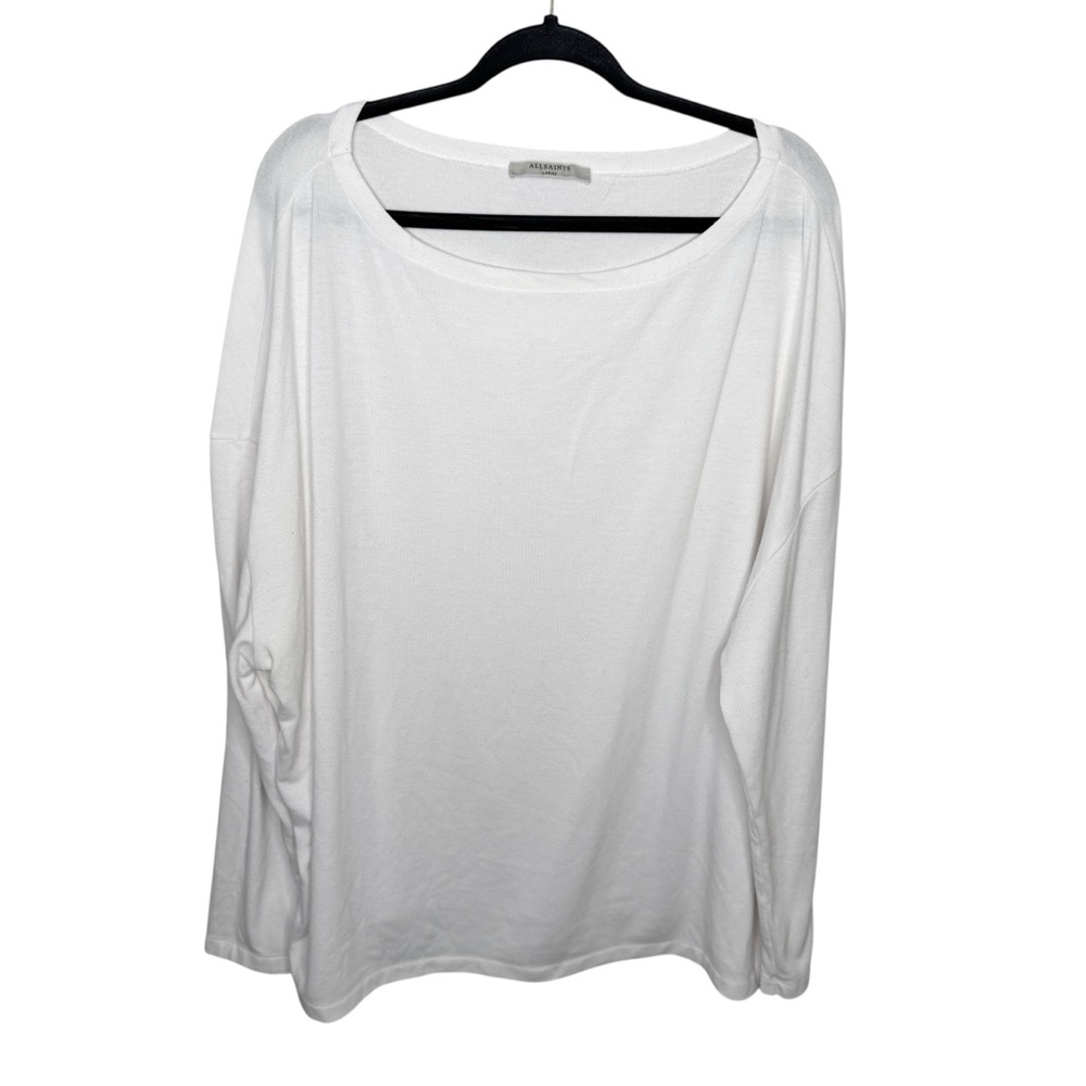 ALL SAINTS / white scoop neck relaxed fit long sleeve blouse tee / L